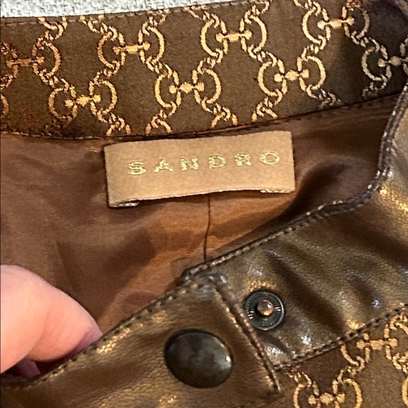 SANDRO CROPPED JACKET & PANTS LEATHER TRIM MADE IN FRANCE FRENCH LUXURY SZ 4 - Picture 9 of 16